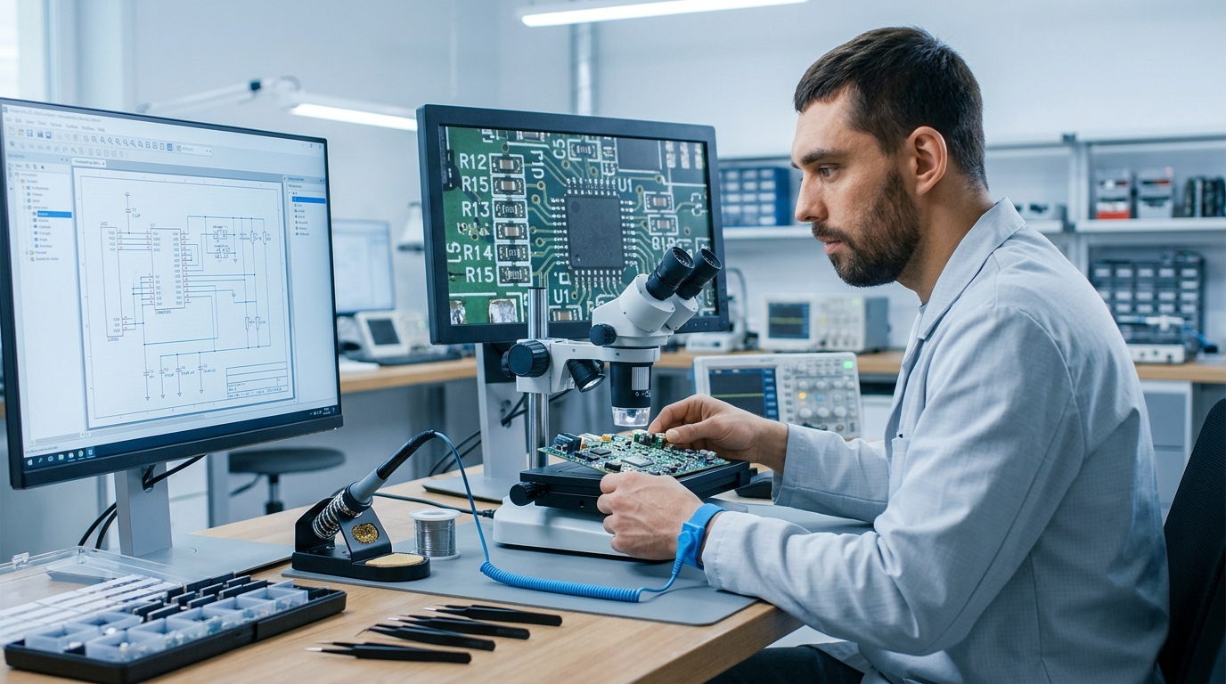 Electronics Engineer on the job — illustrative